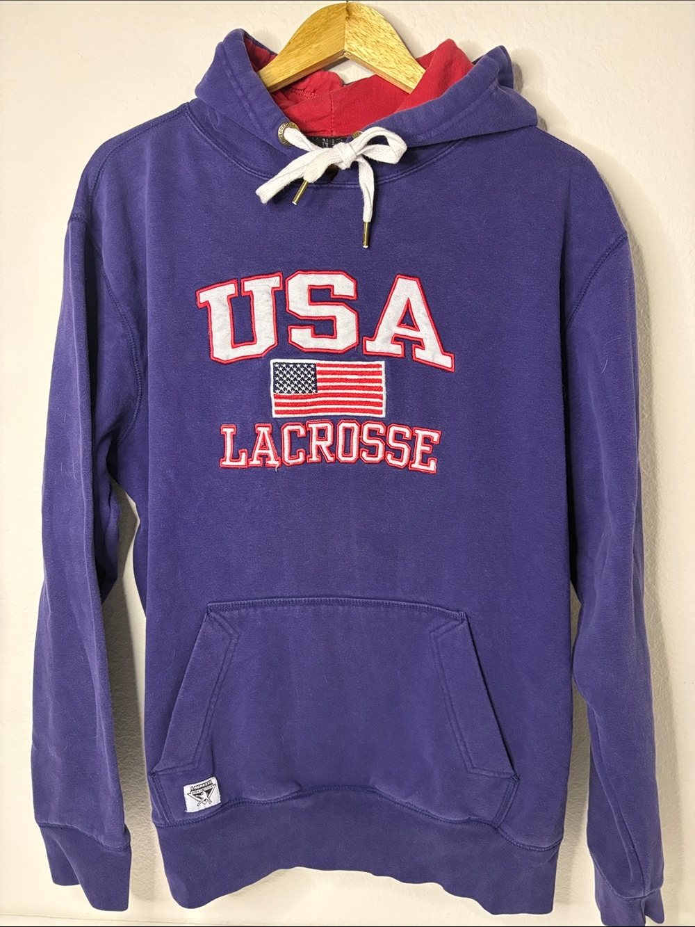 Vintage Embroidered USA Lacrosse red white & blue Hoodie